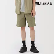 【MUJI 無印良品】男水洗平織布舒適短褲 S 煙燻綠