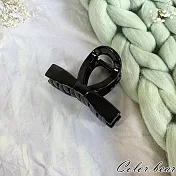 【卡樂熊】晶韌系列．微透光結飾造型抓夾/鯊魚夾- 實結亮面黑