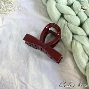 【卡樂熊】晶韌系列．微透光結飾造型抓夾/鯊魚夾- 實結酒紅色