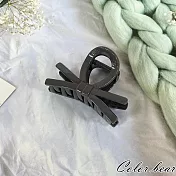 【卡樂熊】晶韌系列．微透光結飾造型抓夾/鯊魚夾- 交錯灰色