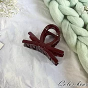 【卡樂熊】晶韌系列．微透光結飾造型抓夾/鯊魚夾- 交錯酒紅色