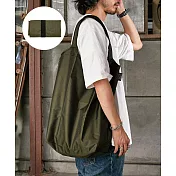 日本3COINS 率性風格大容量可摺疊購物袋 軍綠