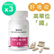 【SALVIA】Salvia高單位補「鐵」膠囊3瓶共180顆