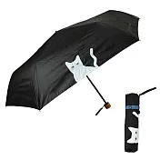 【日本Attain】UPF50+完全遮光 可愛貓咪 抗UV折傘 ‧ 黑