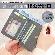 CHENSON真皮 7卡2鈔短夾 附大開口獨立零錢袋 (W24345-2) 灰