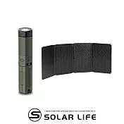 ADAMOUTDOOR 二代萬用伸縮野營燈+30W折疊太陽能充電板.戶外露營燈 伸縮燈 USB充電燈 多功能照明燈 工作燈磁吸燈 綠+30W折疊太陽能充電板