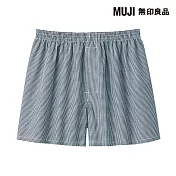 【MUJI 無印良品】男棉質平織布前開平口褲 S 暗藍格紋