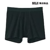 【MUJI 無印良品】男柔滑前開拳擊內褲 S 黑色