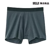 【MUJI 無印良品】男柔滑前開拳擊內褲 S 土藍色