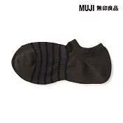 【MUJI 無印良品】男淺口直角襪25-27cm 棕橫紋