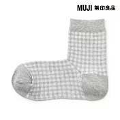 【MUJI 無印良品】女足口柔軟格紋直角短襪23-25cm 灰紋樣