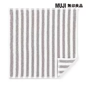 【MUJI 無印良品】棉柔軟毛巾手帕 淺灰直紋