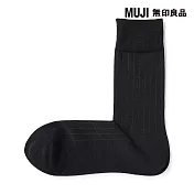 【MUJI 無印良品】男商務直角襪25-27cm 黑直紋