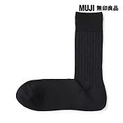 【MUJI 無印良品】男螺紋商務直角襪25-27cm 黑色