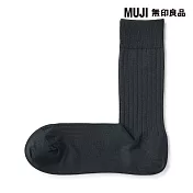 【MUJI 無印良品】男螺紋商務直角襪25-27cm 深灰