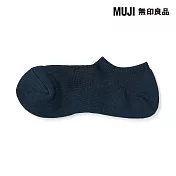 【MUJI 無印良品】男圈絨淺口直角襪25-27cm 深藍