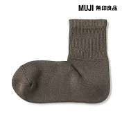 【MUJI 無印良品】男圈絨足口伸縮直角短襪25-27cm 摩卡棕