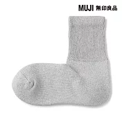 【MUJI 無印良品】男圈絨足口伸縮直角短襪25-27cm 灰色