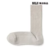 【MUJI 無印良品】男不易鬆脫螺紋直角襪25-27cm 米黃