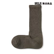 【MUJI 無印良品】男圈絨足口伸縮直角襪25-27cm 摩卡棕