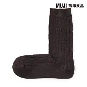 【MUJI 無印良品】女足口柔軟麻花織紋直角襪23-25cm 棕色