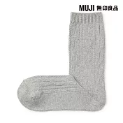【MUJI 無印良品】女足口柔軟麻花織紋直角襪23-25cm 灰色