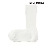 【MUJI 無印良品】女螺紋直角襪23-25cm 柔白