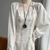 【MsMore】 夏日冰絲防曬針織開衫蝙蝠袖薄紗罩衫# 125502 FREE 米白色