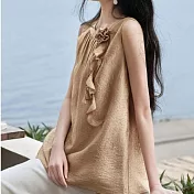 【MsMore】 肌理感木耳邊顯瘦飄逸背心上衣# 125506 M 黃色