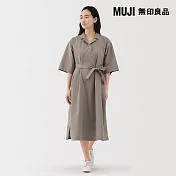 【MUJI 無印良品】女速乾平織布七分袖洋裝 S 摩卡棕