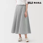 【MUJI 無印良品】女涼感寬襬裙 S 灰直紋