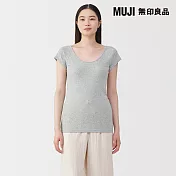 【MUJI 無印良品】女針織法式袖T恤 M 灰色