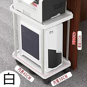 【好拾選物】桌機印表機雙層托架/滑輪主機架/辦公室收納架 -白色