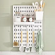 【好拾選物】壁掛式洞洞板/多功能掛架/浴室廚房壁掛收納架/免打洞掛架-白色 組合A款