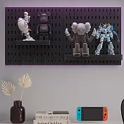 【好拾選物】壁掛式洞洞板/多功能掛架/浴室廚房壁掛收納架/免打洞掛架-黑色 組合A款