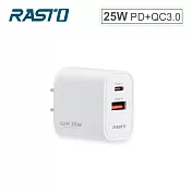 RASTO RB54 25W氮化鎵智能PD+QC3.0快速充電器 白