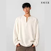 【AMIEE】韓系肌理感半拉鍊休閒上衣(男裝/KDTY-1402) M 杏