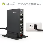 infotec 桌面型 10埠 PD+QC 63W快速充電器