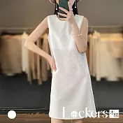 【Lockers 木櫃】緞面無袖A字中長連衣裙 L114080505 M 白色