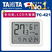 TANITA 五合一電子溫濕度計TT-421【溫度。溼度。時鐘。鬧鐘。炎熱指數/乾燥指數】 象牙白