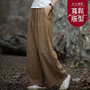 【慢。生活】復古棉麻古砂洗休閒褲 567  FREE 深卡其