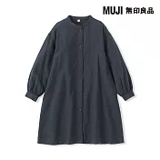 【MUJI 無印良品】兒童雙面起毛法蘭絨立領長袖洋裝 110 暗藍