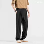 【AMIEE】寬鬆垂墜感西裝長褲(男裝/KDPY-VS90) M 黑色