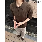 【AMIEE】美式復古設計感polo衫(男裝/KDTY-M635) M 咖啡色