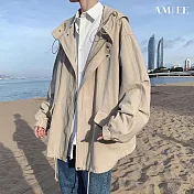 【AMIEE】港風雅痞夾克風衣外套(男裝/KDCY-W35) M 卡其色