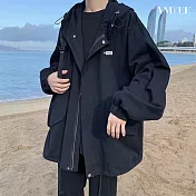 【AMIEE】港風雅痞夾克風衣外套(男裝/KDCY-W35) M 黑色