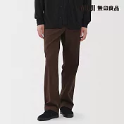 【MUJI 無印良品】男水洗綾織寬版褲 73 深棕