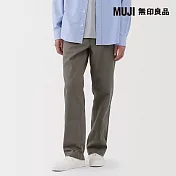 【MUJI 無印良品】男水洗綾織寬版褲 73 灰棕