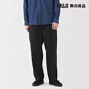 【MUJI 無印良品】男綾織打褶寬版褲 73 黑色