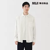 【MUJI 無印良品】男吉貝木棉混二重紗織長袖襯衫 S 白色